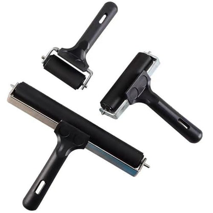 YYaaloa 3 Pack Rubber Roller Brayer Rollers 2.4/4/7.9 Inch Art Craft Roller for Printmaking,Ink,Wallpapers Stamping Gluing Tools Oil Painting Tools (Black-2.4/4/7.9 Inch) - color: Black-2.4/4/7.9 Inch