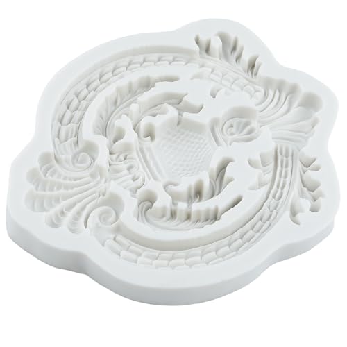 Baroque Scroll Lace Polymer Clay Mold Relief Flower Silicone Molds - color: Style R