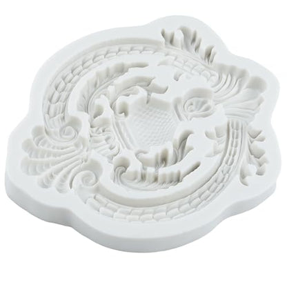 Baroque Scroll Lace Polymer Clay Mold Relief Flower Silicone Molds - color: Style R