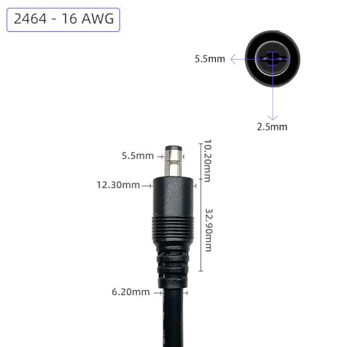 2Pcs 3FT 16AWG DC5.5mm x 2.5mm Male Power Pigtails Cable - style: DC5525 Male
