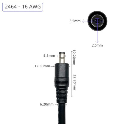 2Pcs 3FT 16AWG DC5.5mm x 2.5mm Male Power Pigtails Cable - style: DC5525 Male