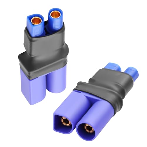 QIANRENON EC5 to EC3 Model Aviation Battery ESC Connector 25A Gold Plated EC5 Male to EC3 Female Lithium Battery Converter EC5 Plug to EC3 Socket Adapter, for Lipo Battery Drone RC Model, 2Pcs