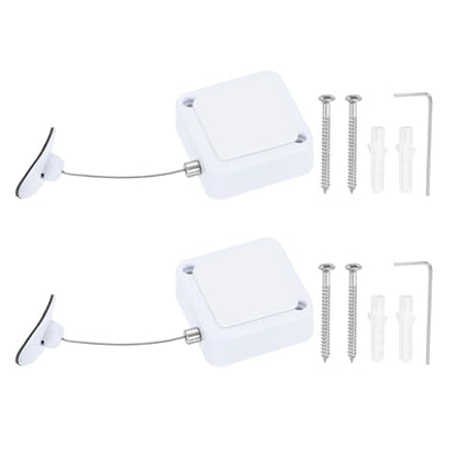 PATIKIL Retractable Remote Control Cable Tether (6.6ft /2M, White)(2 Set) Remote Control Security Lanyard Lock Adjustable Locking Leash with Plastic Cap and Screws, Suit for - TVs/Tablets - color: White, size: 6.6 ft