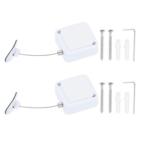 PATIKIL Retractable Remote Control Cable Tether (3.3ft /1M, White)(2 Set) Remote Control Security Lanyard Lock Adjustable Locking Leash with Plastic Cap and Screws, Suit for - TVs/Tablets - color: White, size: 3.3 ft