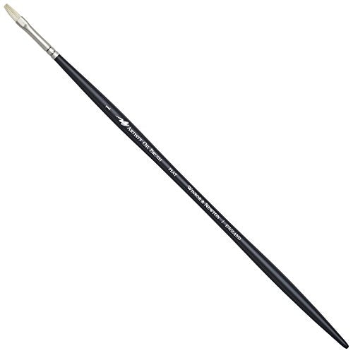 Winsor & Newton Artists' Oil Hog Paint Brush, Long Handle Size 1, Flat - size: #1, style: Flat