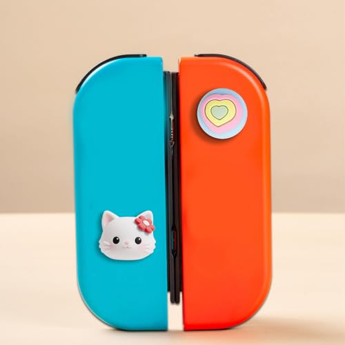 PERFECTSIGHT Cute Switch Thumb Grip Caps Compatible with Nintendo Switch OLED/Lite Console, Kawaii Soft Silicone Analog Stick Button Cover for Ns Joycon Controller,4PCS Anime Joystick Caps (Kitty) - color: White Kitty
