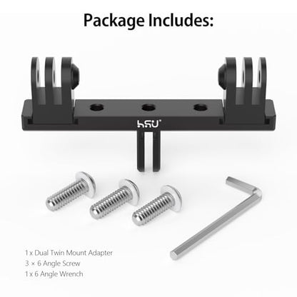 HSU Aluminum Dual Twin Mount, 1/4”-20 Cold Shoe Mount Adapter - color: Ordinary