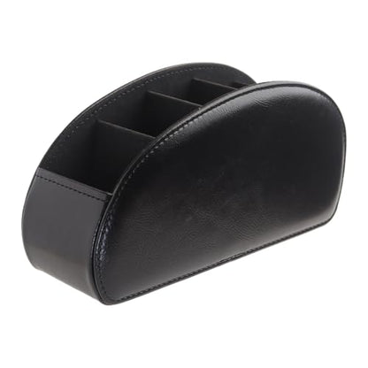 Remote Control Holder, PU Leather Remote Caddy Desktop Organizer with 5 Spacious Compartments for TV Remotes/Media Controllers/Office Supplies(Black) - color: Black