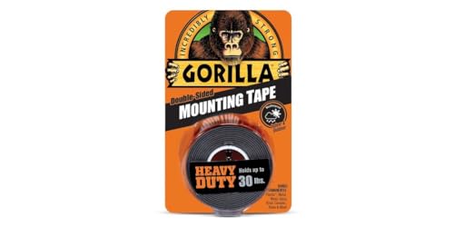 Gorilla - Heavy Duty Double Sided Mounting Tape; Weatherproof; 1" x 60"; Black; (Pack of 1) - style: 1 - Pack