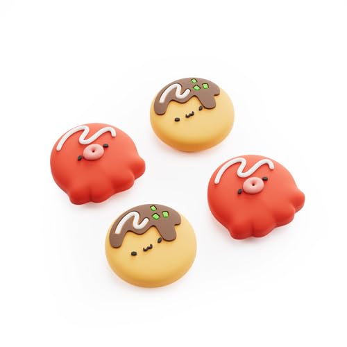GeekShare Thumb Grip Caps Compatible with Switch 2, Anti-Slip Silicone Cover Keycaps for Switch 2025, 4pcs -Takoyaki - color: Takoyaki2