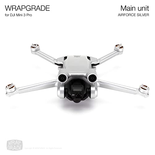 WRAPGRADE Skin Stickers Compatible with DJI Mini 3 Pro | Main Unit (Airforce Silver) - color: Airforce Silver