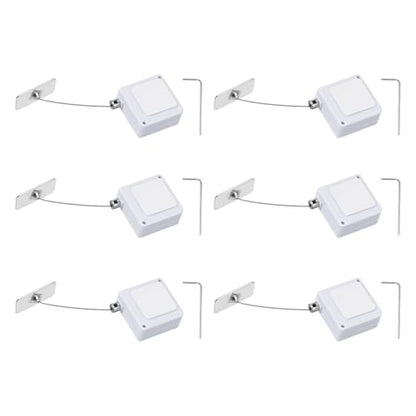 PATIKIL Retractable Remote Control Cable Tether (3.3ft / 1M, White)(6 Set) Square Remote Control Security Lanyard Lock Adjustable Locking Leash with Iron Cap, Suit for - TVs/Tablets - color: White