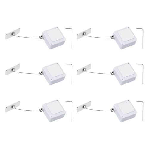 PATIKIL Retractable Remote Control Cable Tether (3.3ft / 1M, White)(6 Set) Square Remote Control Security Lanyard Lock Adjustable Locking Leash with Iron Cap, Suit for - TVs/Tablets - color: White