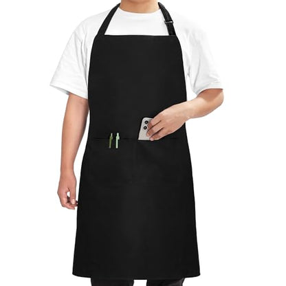 Syntus Chef Apron for Men Women with Pockets, Thick Grilling BBQ Apron - color: Black