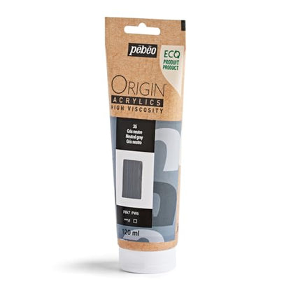 PEBEO Origin Acrylics 120ml Matte Acrylic Paint, Neutral Grey - color: Neutral Grey