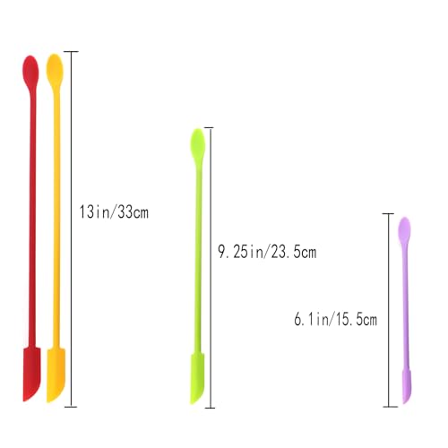 4PCS Mini Silicone Spatulas Multi Functional Small Kitchen Scrapers Cream Foundation Lotion Mixing Sticks Skincare Sample Scoops Reusable for Narrow Jars Jam Jar Scoops Colorful