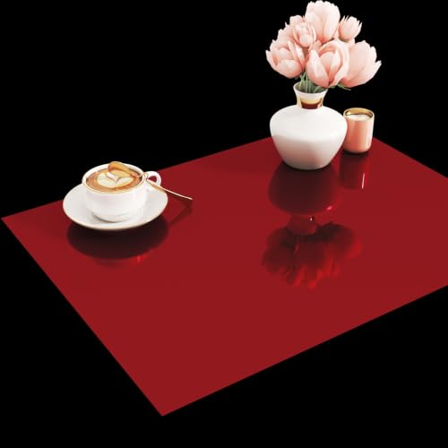 WESTICK Glossy Red Mirror Paper Peel and Stick Metallic Permanent Vinyl - color: 2.Red