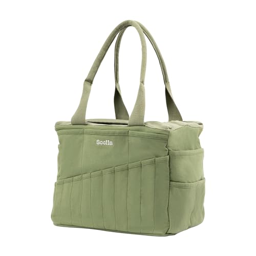 Soolla Studio Bag: Art Supply Storage Organizer & Pottery Tool Bag, Washable Tote, Yarn Bag, Crochet, 30 Pockets, 15+ Colors - color: Ganja Green