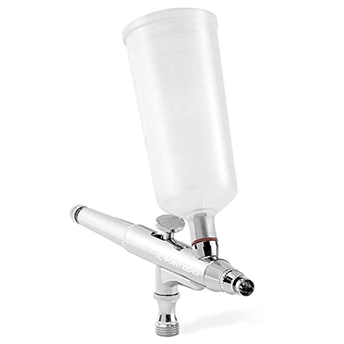 PointZero Dual Action Gravity-Feed 20cc and 40cc Airbrush Set with 3 Nozzle Sets (0.2, 0.3, & 0.5mm Needles Fluid Tips and Air Caps)