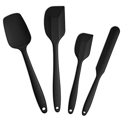 4-Piece Silicone Spatula Set with Stainless Steel Core, Black - color: Black