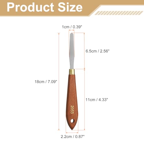 HARFINGTON 2pcs Palette Knife Painting Tool 2.56" x 0.39" Stainless Steel Teardrop Blade 7.09" Length Spatula Painting Pallet Knives with Hole Beech Wood Handle for Acrylic Canvas, Red/Silver - size: 7.09" x 0.39" x 2.56"