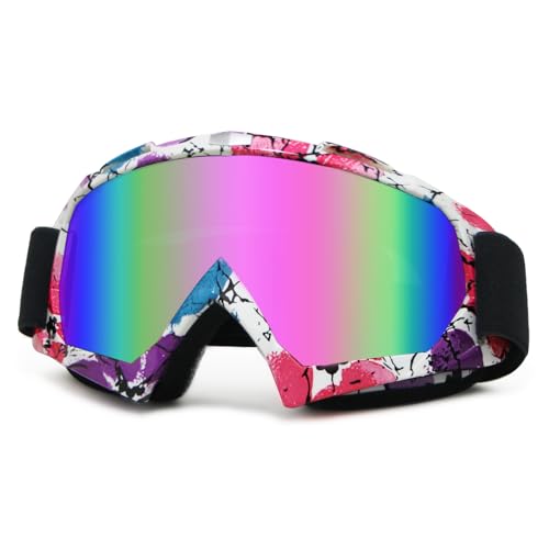 Dirt Bike Goggles Motorcycle ATV Glass Riding Four Wheeler Offroad Mx Racing Helmet Goggles - color: Pink Frame+color Pink Lens