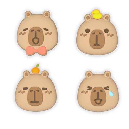 PlayVital Thumb Grips for Nintendo Switch 2 | Kawaii Silicone Joystick Caps (4-Pack) - Cute Accessories Animal Design Thumbstick Covers for Joycon 2 - Capybara Moods - color: Capybara Moods