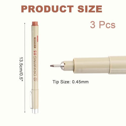MECCANIXITY 05 Fineliner Ink Pens, 3Pcs 0.45mm Brown Micro Pens with Waterproof Archival Ink for Watercolor Sketching Cartoon Technical Drawing - style: 05#