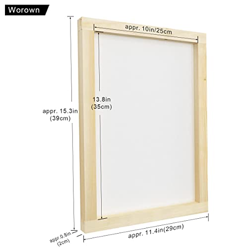 Worown 10 X 14 Inch Wood Silk Screen Printing Frame with 110 White Mesh and 1 Piece 4 x 10 Inches Screen Printing Squeegee - size: 10 x 14 Inch