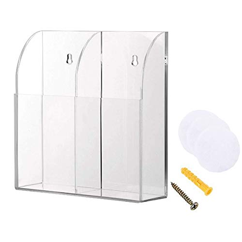 Clear Acrylic TV Remote Control Holder Remote Control Caddy Wall Mount Media Organizer Storage Box Rack for Phone Air Conditioner TV Remote Control Storage Case, 2 Grids