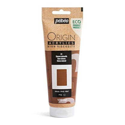 PEBEO Origin Acrylics 120ml Matte Acrylic Paint, Raw Sienna - color: Raw Sienna