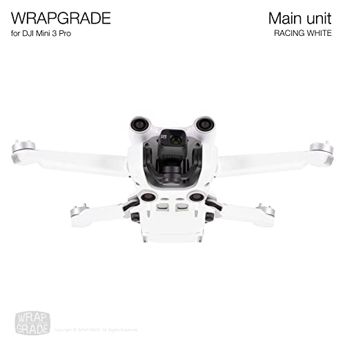 WRAPGRADE Skin Stickers Compatible with DJI Mini 3 Pro | Main Unit (Racing White) - color: Racing White