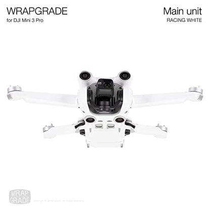WRAPGRADE Skin Stickers Compatible with DJI Mini 3 Pro | Main Unit (Racing White) - color: Racing White