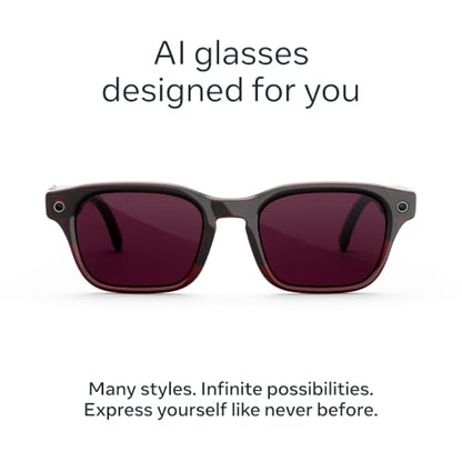 Meta Glasses, Adventurer AI Glasses - color: Merlot/Transitions Ruby Lenses, size: Standard