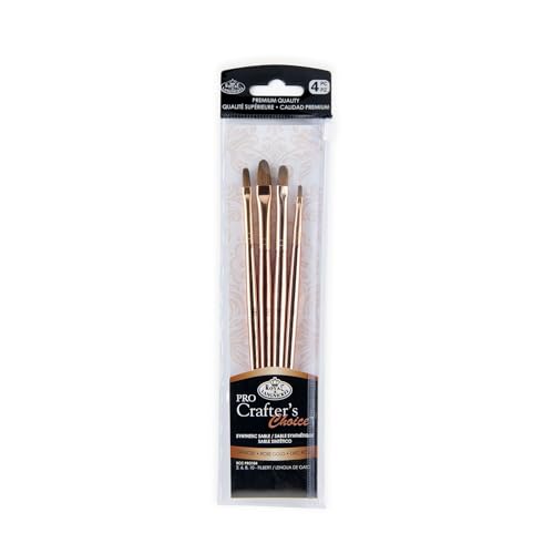 Royal & Langnickel Crafter's Choice Pro Synthetic Sable Filbert Craft Brush Set, 4pc - style: Filbert