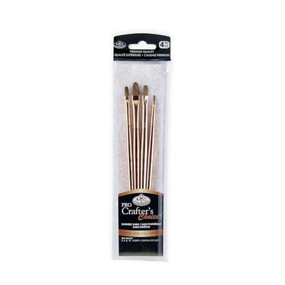 Royal & Langnickel Crafter's Choice Pro Synthetic Sable Filbert Craft Brush Set, 4pc - style: Filbert
