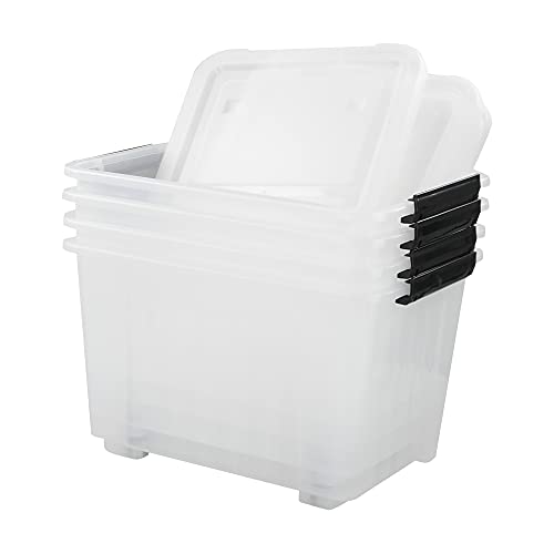 Asking 30 Qt Plastic Storage Bins with Lids, Clear Storage Box, 4 Pack - size: 30 L