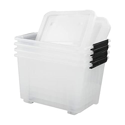 Asking 30 Qt Plastic Storage Bins with Lids, Clear Storage Box, 4 Pack - size: 30 L