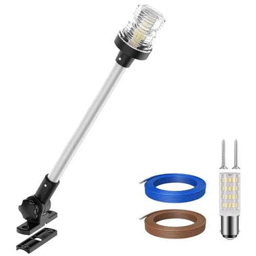 Obcursco Boat Stern Light, Bimini Top LED Anchor Light, Boat Accessories - size: 18''Vertical Swing