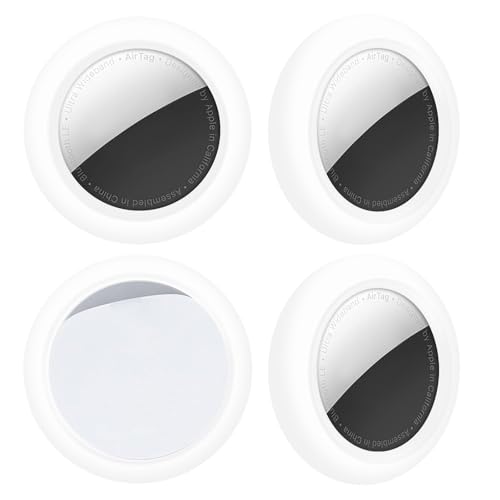 TEAMOLA Silicone AirTag Sticker Holder - Adhesive AirTag Case 4-Pack, White - color: White