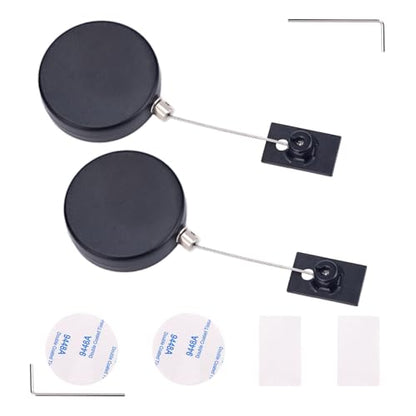 2pcs Retractable Remote Control Tether Lock, 4.92Ft Adjustable Retractable Remote Control Cable Tether Lock with 4 Adhesive 2 Hexagonal Wrench for TV Game Home Showroom Use