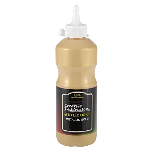 Creative Inspirations Acrylic Paint - Metallic Gold - 500mL - 2 Pack - Smooth & Creamy Consistency, Vibrant Pigmentation, Great Coverage for Artists - Clean Up with Soap & Water - color: Metallic Gold, size: 16.91 Fl Oz (Pack of 2)