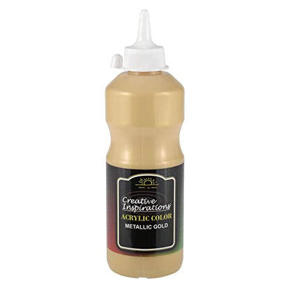 Creative Inspirations Acrylic Paint - Metallic Gold - 500mL - 2 Pack - Smooth & Creamy Consistency, Vibrant Pigmentation, Great Coverage for Artists - Clean Up with Soap & Water - color: Metallic Gold, size: 16.91 Fl Oz (Pack of 2)