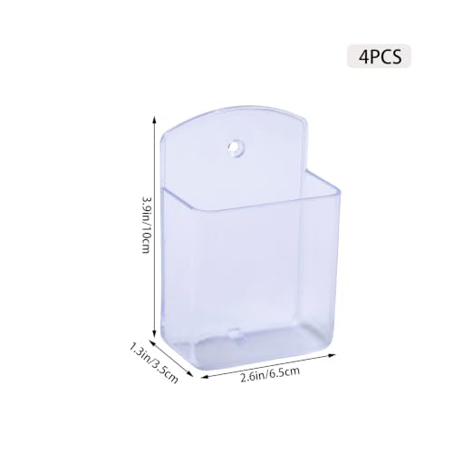 Septe 4Pcs Remote Control Holders Wall Mount, Self Adhesive TV Controller Holder, Wall Pen Holder Storage Box for Home Office (Clear) - color: Clear,4pcs