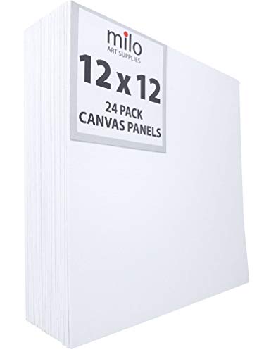 milo Canvas Flat Panel Boards for Painting, 12x12 inch, 24 Pack, White - size: 12"x12" Pack of 24