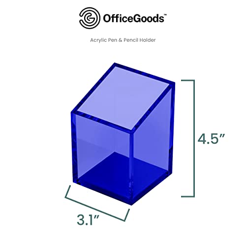 OfficeGoods Acrylic Pen and Pencil Holder, Blue - color: Blue
