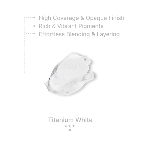 White Gouache Paint - 2 Refill Cups, 50ml Each (100ml Total), Titanium White, Highly Opaque & Creamy, Water-Based Non-Toxic, Refillable Cups for Gouache Sets