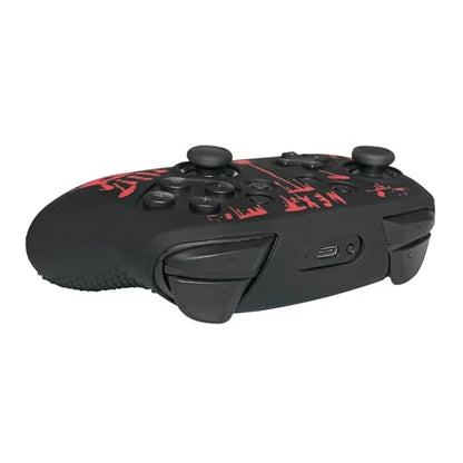RALAN Laser Blood Handprint Design Controller Skin with 4 Thumb Grips for Switch Pro Controller, Anti-Slip Silicone Controller Cover Protector Case, Red - color: Red