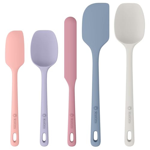 ChefAide 5 Pieces Silicone Spatulas Set, Heat Resistant Rubber Spatula - color: Pale Terracotta, size: 5 pieces