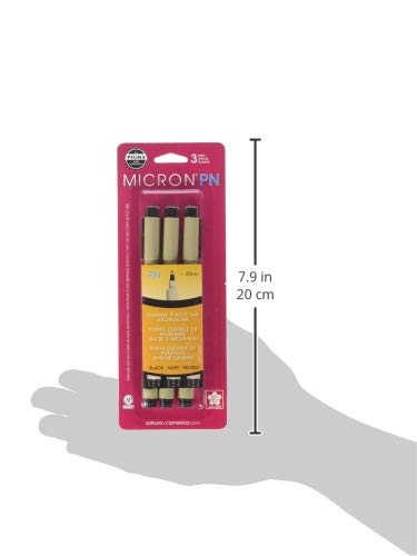 SAKURA Black Pigma Micron PN Pens .45mm 3/Pkg, Original Version - size: 3 Count (Pack of 1)